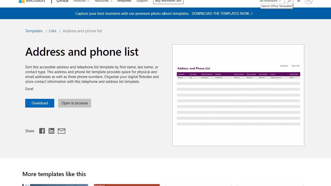 Address and phone list - templates.office.com