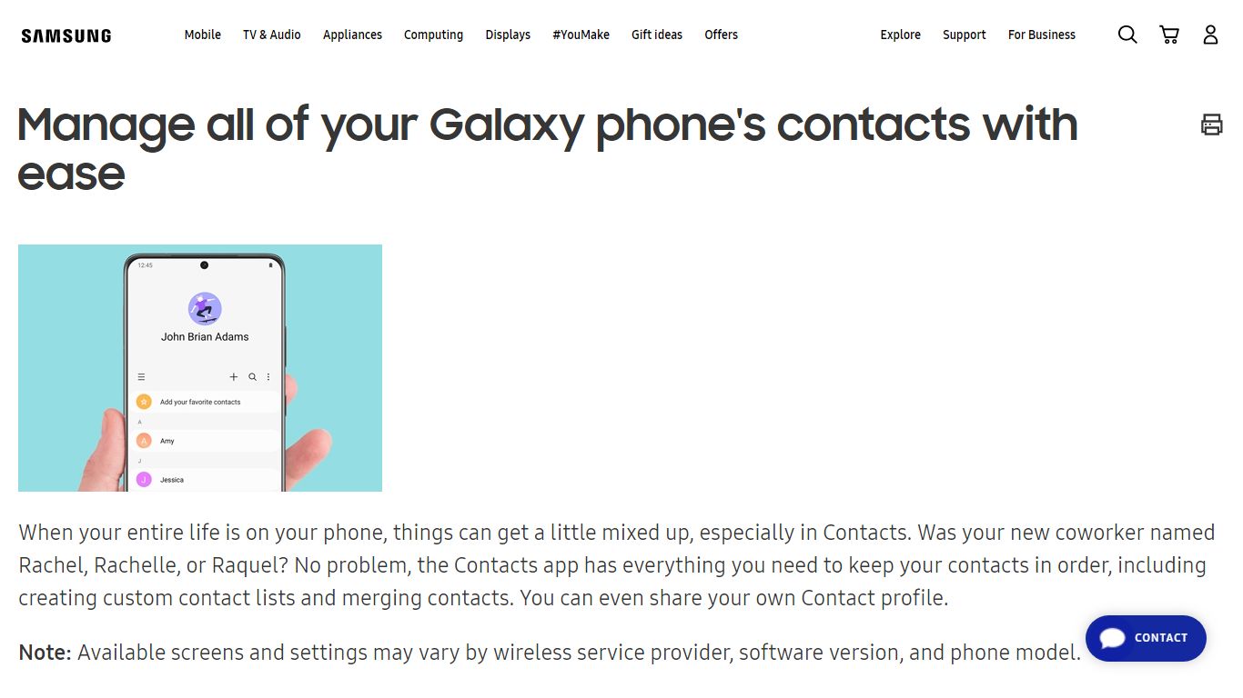 Manage all of your Galaxy phone's contacts with ease